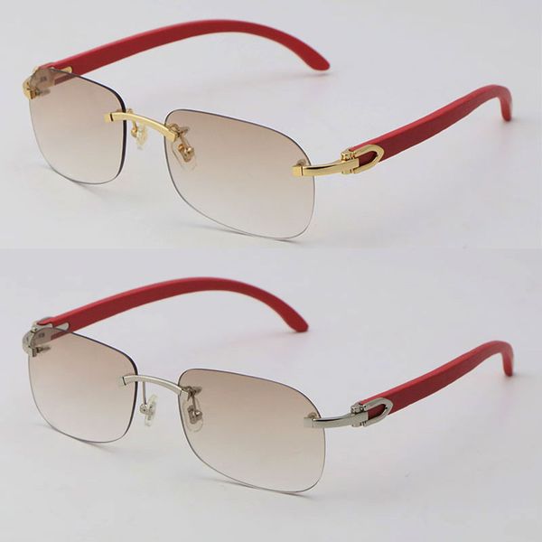 

fashion mens t8100624 red wooden sunglasses rimless outdoor design classical model glasses driving man woman eyeglasses 18k gold frame wood, White;black