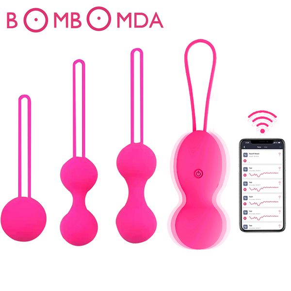 4 pcs conjunto vaginal bola sexy brinquedos para mulheres silicone app controlo inteligente simulador de kegel vagina ben wa apertando exercitador