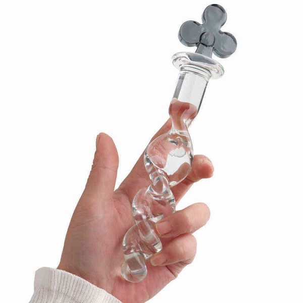 Nxy Dildos Anal Toys Crystal Стеклянные Анальная пробка Альтернативные Веселые Прилипание Backcourt Pull Bead Simulated Penis False Products 0324