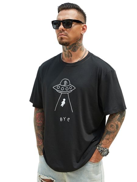 

extended sizes men cartoon & letter graphic tee n9vp#, White;black