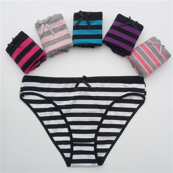 

womens cotton panties girl briefs ms. underwear bikini ladies 5 pcs set, Black;pink