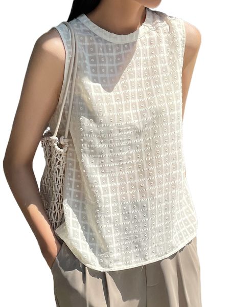 

dazy swiss dot sleeveless blouse x0pp#, White