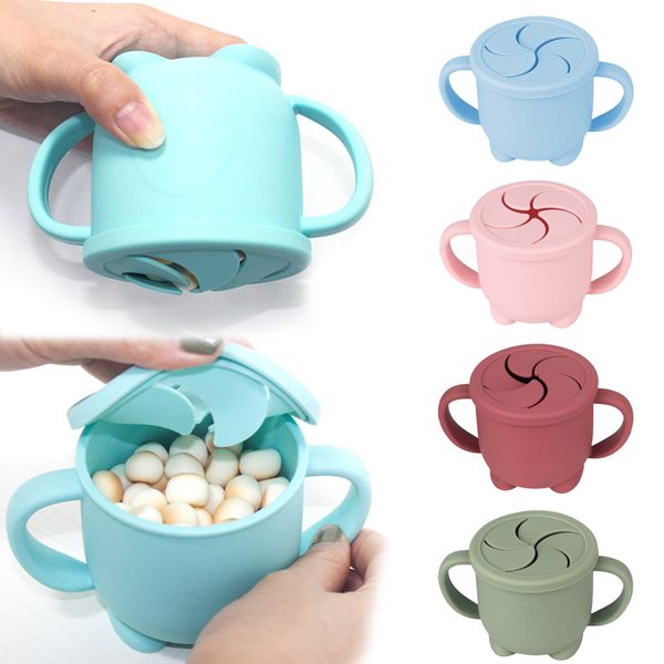 

bpa silicone food storage mugs box solid color baby snack portable children snacks container with lid kids cup