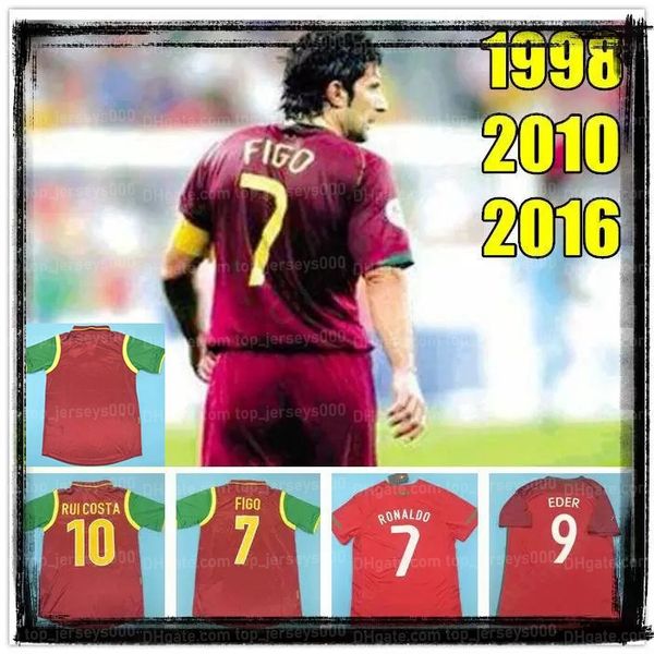 Retro portugiesische 98 02 Fußballtrikots FIGO RONALDO nani F.COENTRAO 04 10 CARVALHO J.MOUTINHO FUSSBALL-HEMDEN Deco PEPE QUARESMA RUI COSTA CALCIO Benutzerdefinierte Namensnummer