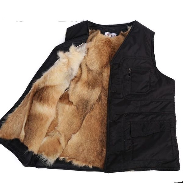 Casual solido inverno vera pelliccia di pecora giacca corta da uomo shearling gilet di pelliccia maschile plus size inter mens cappotto di cashmere gilet da viaggio 201128