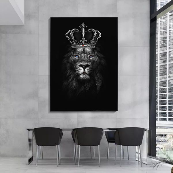 Lion Monkey Tiger Smoking Poster Antropomórfico Animal Pintura de Tela para Lar Arte Parede Arte Decoração Decoração de Casa Decoração