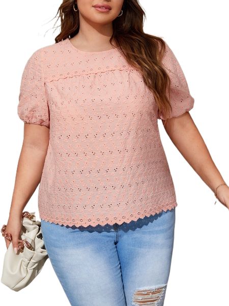 

plus puff sleeve schiffy blouse l3c4#, Black