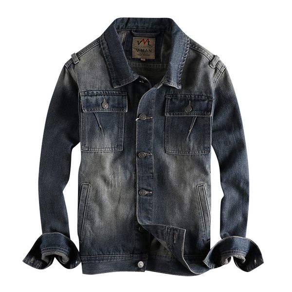 

denim jacket mens jackets spring clothing slim fit vintage single breasted male casual biker coats blue  xl xxl xxxl, Black;brown