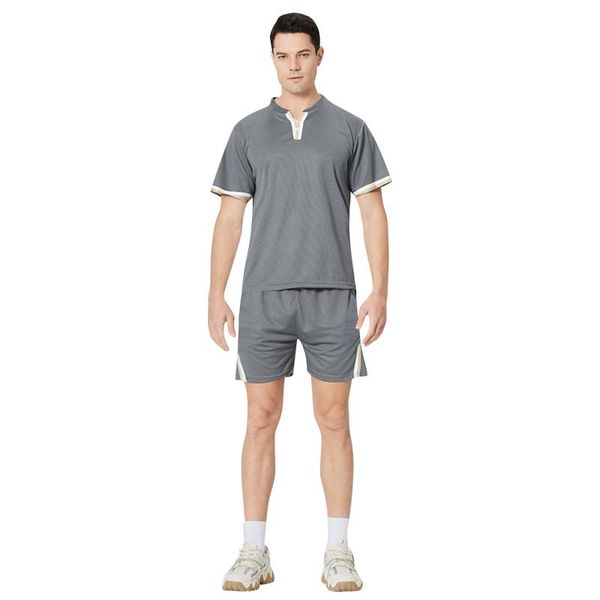 

men's tracksuits set fitness outdoor sports plus size leisure running summer two-piece men suits & sets male wedding prom suit, Gray
