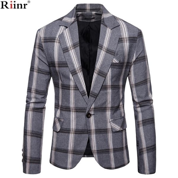 Riinr Brand осенний мужчина повседневной пиджак -костюм мужский ватный коид ватанок Slim Fit Mens Classic Smart Casual Blazer для мужчин 201104