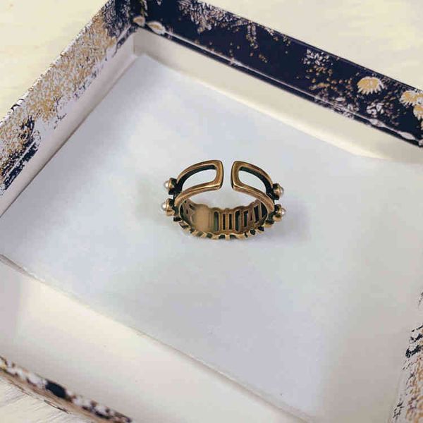 

fashion trend new ladies luxury brand designer wholesale d home worn brass love inlaid diamond ja letter index finger middle net red same fe, Silver