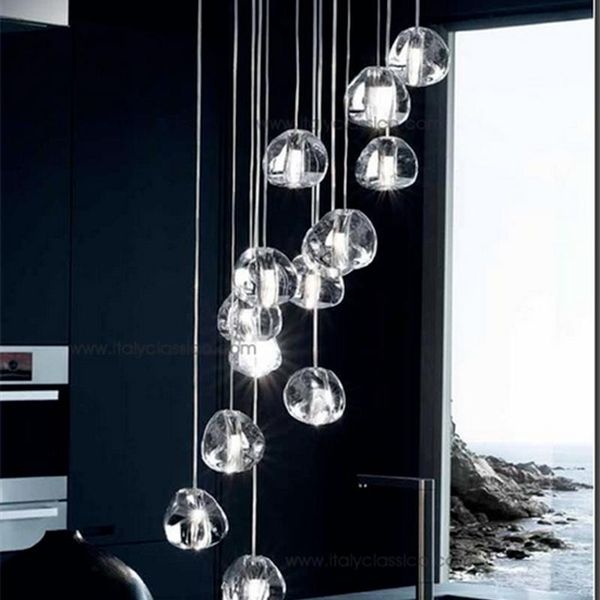 Lâmpadas pendentes Modern Led Crystal Candelier Iluminação grande El Lustres de escada El Lights pendurados Sala de estar Cristal Lampspenda