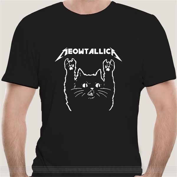 

cat meowtallica rock music men t-shirt dark heather cotton s-3xl gift funny tee shirt 220402, White;black