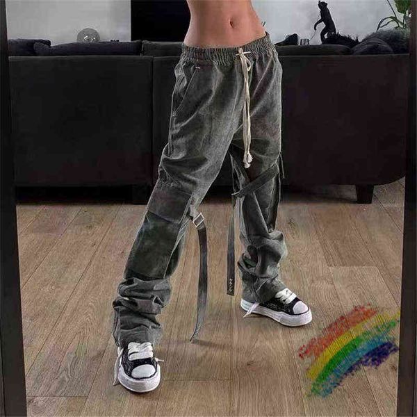 

askyurself pants black men women high-quality multi button pockets askyurself cargo pants cord jogger pants t220721