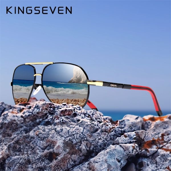 

kingseven aluminum magnesium men's sunglasses polarized coating mirror glasses male eyewear accessories for k725 220429, White;black