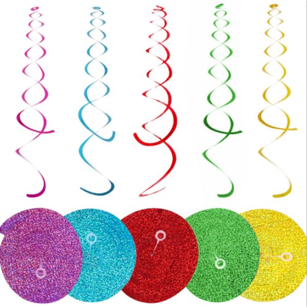 6pcs/Paket Partisi Spiral Banner Dekorasyon Doğum Günü Düğün Dekoratif Süsler Folyo Swirls Banner Pubsels Çelenk