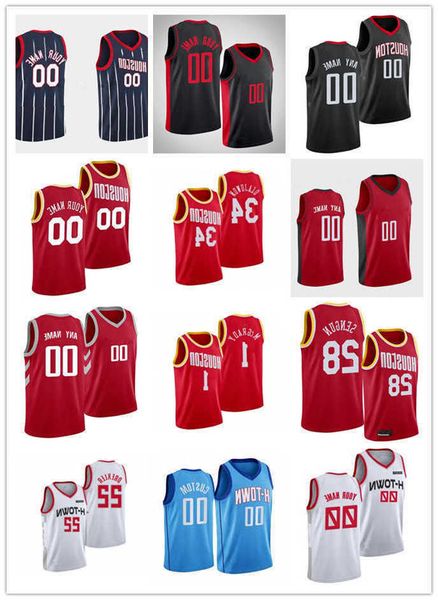 

mens womens youth houston''rockets''28 alperen sengun 34 hakeem olajuwon 21 trevelin queen 6 kenyon martin jr. custom ba, Black;red