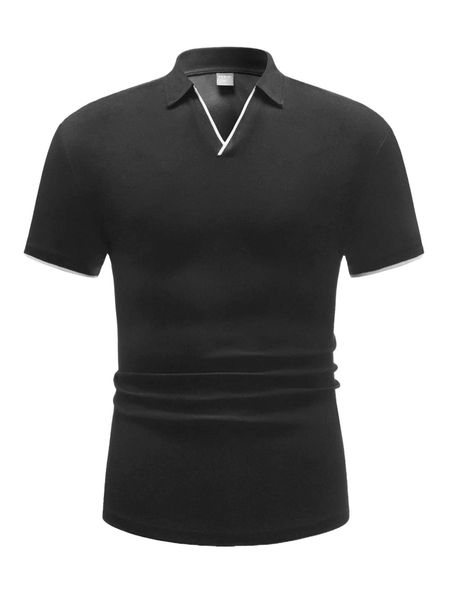 

men contrast binding polo shirt 21gl#, White;black
