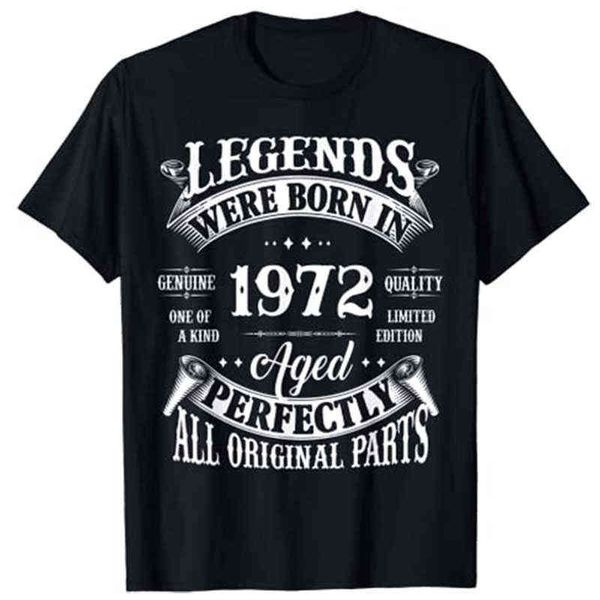 

50th birthday tee vintage legends born in 1972 50 years old t-shirt, White;black