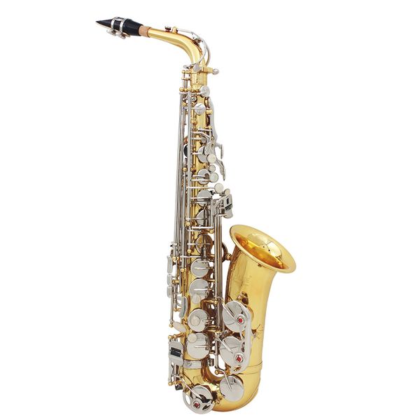 

alto saxophone sax glossy brass engraved eb e-flat natural white shell button wind instrument with case mute gloves cloth belt