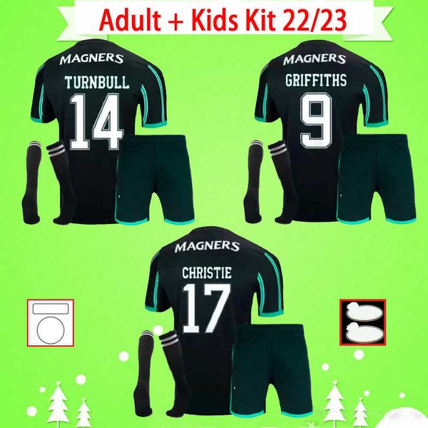 

and kids kit with socks celtic sets soccer jerseys child 2022 2023 griffiths edouard christie mcgregor turnbull 22 23 goalkeeper boys, Black