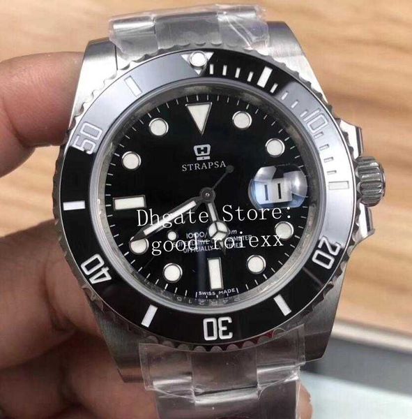 

men's black green ceramic bezel v10 version watches mens automatic eta 2836 noobf factory watch 904l steel 116610 dive v9 glidelock men, Slivery;brown