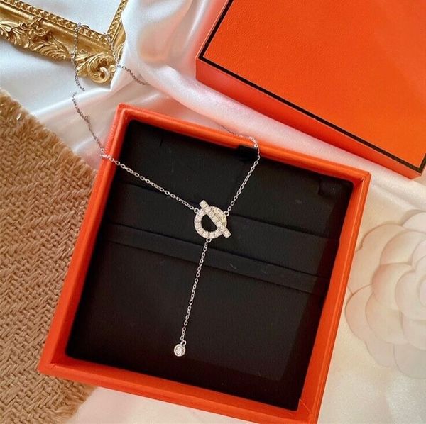 

Home Orange Box Necklace Pig Nose Designer 925s 18k Gold Plated Star Clavicle Chain with Full Rhinestones High Quality Jewelry Necklaces