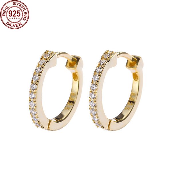 

2022 s925 sterling silver earrings charms women's fashion creative micro row zircon jewelry friendship, Golden