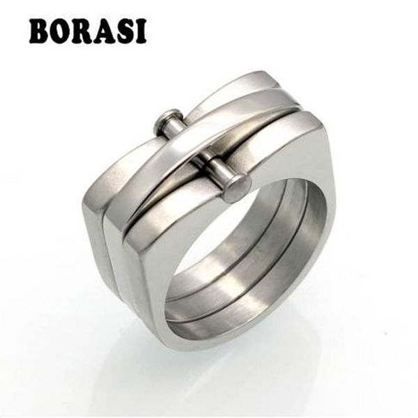 

borasi 2017 tide brand hip hop ring men women vintage ring stainless steel mens fashion chunky finger bling hip hop ring281m, Silver