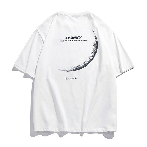 

t shirt printed t-shirt men's 2022 summer new trendy brand couples loose short sleeves black white, White;black