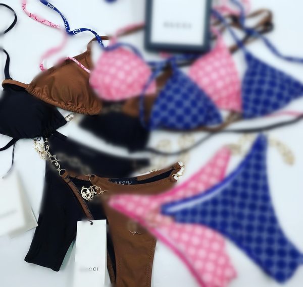 

letter print bikini designers g chain black women swimsuits bikini set multicolors summer time beach bathing suits wind swimwear metal butto, White;black