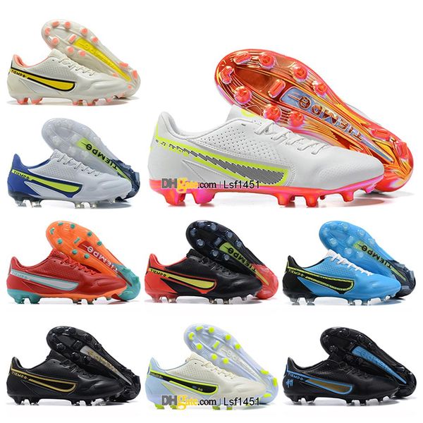 

gift bag mens high football boots crampons tiempo 9 elite fg firm ground cleats legend ix acc soccer shoes outdoor superfly t3268, Black