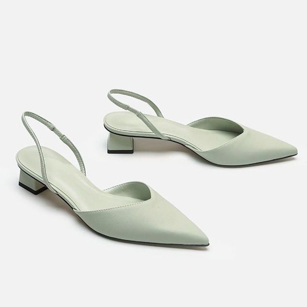 Sandals Fashion Women ha puntato semplici pompe per il banchetto scarpe da banchetto tallone quadrato verde maturo singolo di taglia 43 chaussure femmesandals