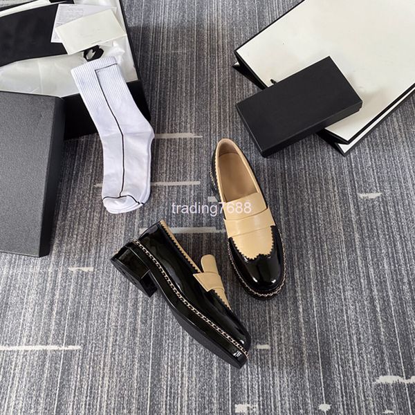 

dress shoes autumn simple british style block chain leffer shoes women's thick bottom muffin college single trend, Black