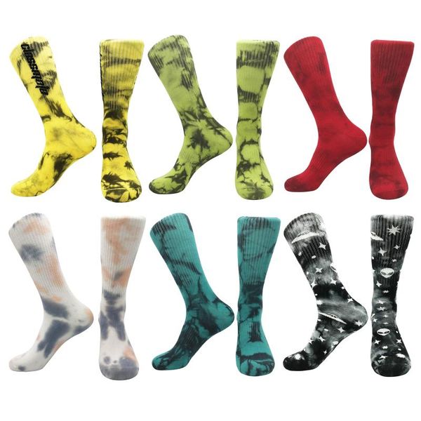 Herrensocken aus Baumwolle, kreativer Tie-Dye-Stil, cooler Spaß, Party, Skateboard, Damen-Persönlichkeitsstil, Studentensocken