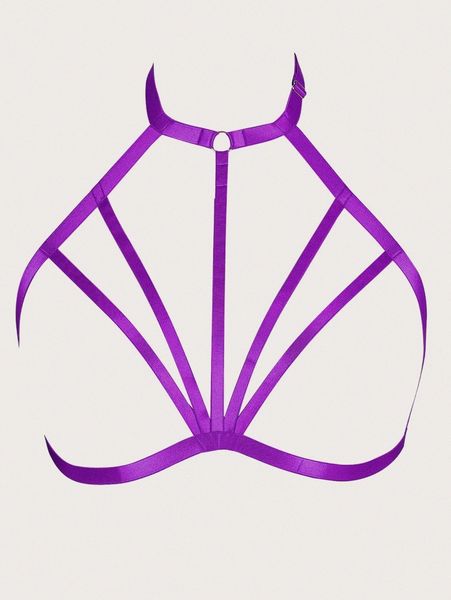 

plus ring linked harness bra m20f#, Black;white