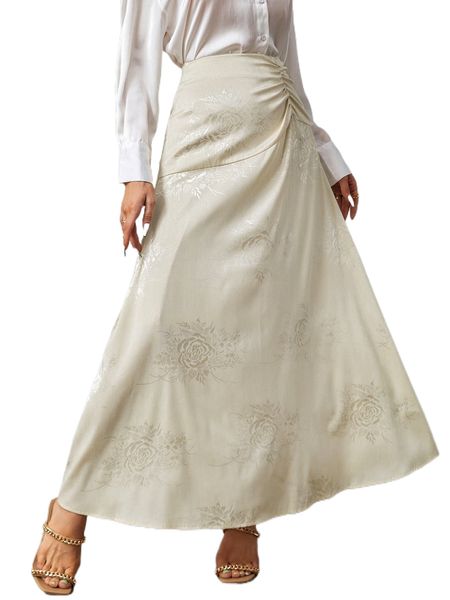 

floral print ruched skirt n4r0#, Black