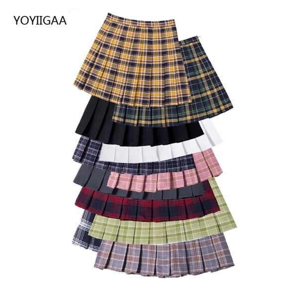 

summer high pleated s fashion slim waist women sweet girls dance plaid casual ladies short skirts 220618, Black