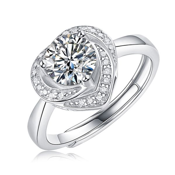 

real 1 carat d color moissanite wedding rings for women 18k white gold plated 100% 925 sterling silver bridal fine jewelry, Slivery;golden