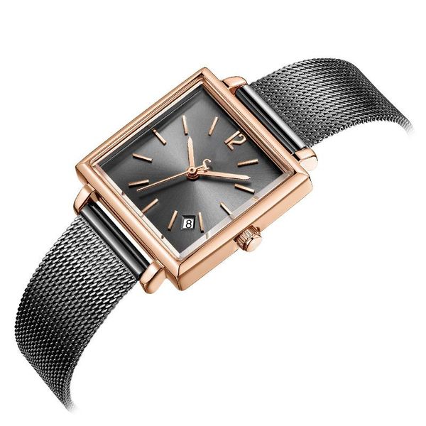

cwp 2021 Julius Watch Gray High Quality Stainless Steel With Calendar Mesh Band Fashion Women's Square Dropshipping JA-1083, Navy