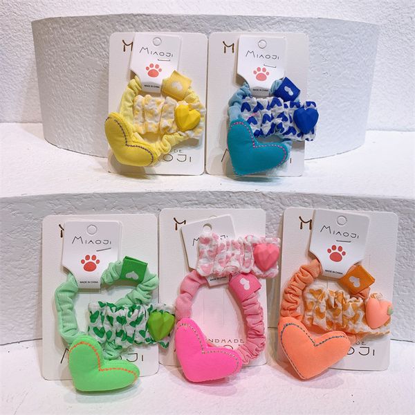 

2 pcs new sweet girl fashion folds fabric bb clip hair accessories korean children's love small intestine hair ring headwear, Slivery;white