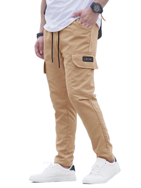 

men letter patched flap pocket cargo pants t2ro#, Black