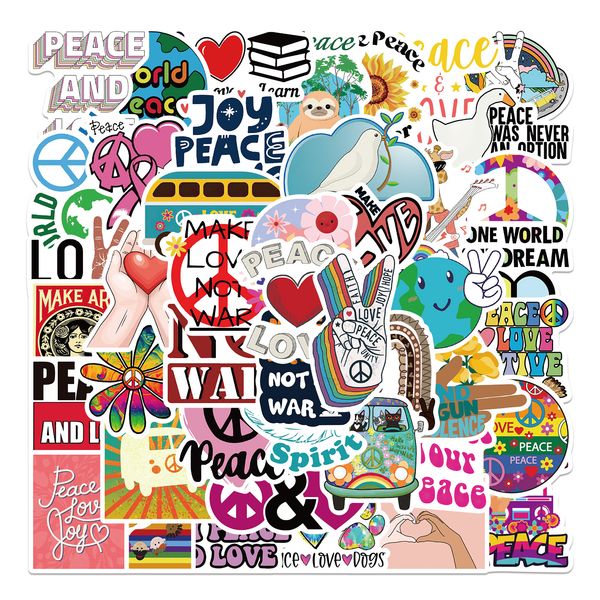 

pack of 50pcs wholesale world peace stickers no-duplicate waterproof for luggage skateboard notebook helmet water bottle phone car decals ki