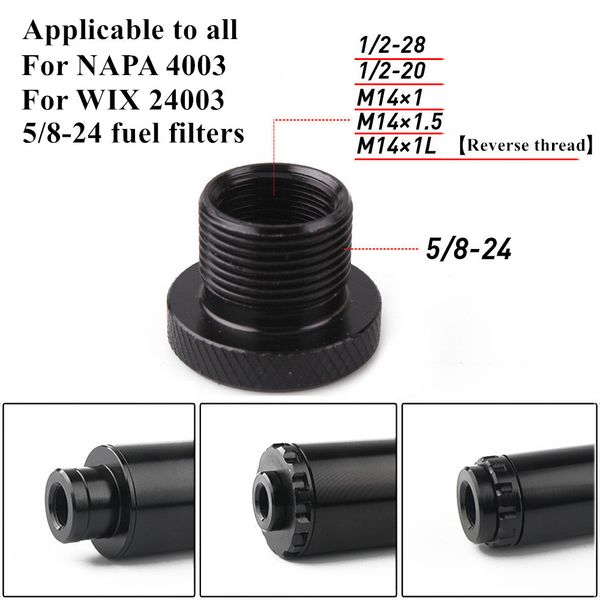 

5/8-24 To 1/2-20 1/2-28 M14x1.5 M14x1L Car Fuel Filters Barrel Thread Adapter for All NAPA 4003 WIX 24003