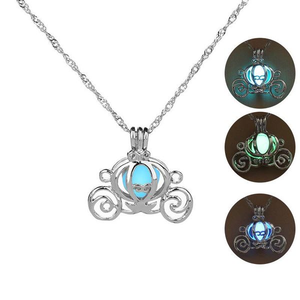 Anhänger Halsketten Leuchtende Charme Halskette Frauen Einfache Kürbis Auto Perlen Für Schmuck Glow In The Dark Halloween GeschenkeAnhänger