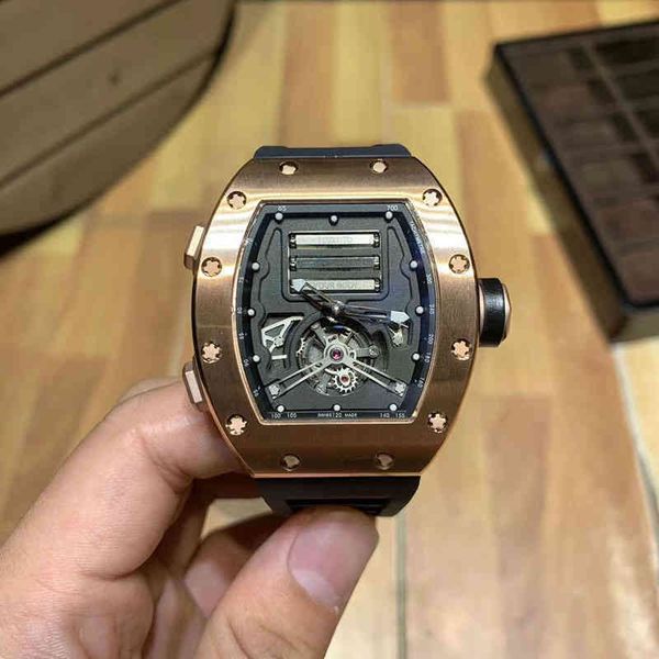 

watch date luxury mens mechanical watch richa milles business leisure rm69 fully automatic gold case tape trend swiss movement wristwatches, Slivery;brown