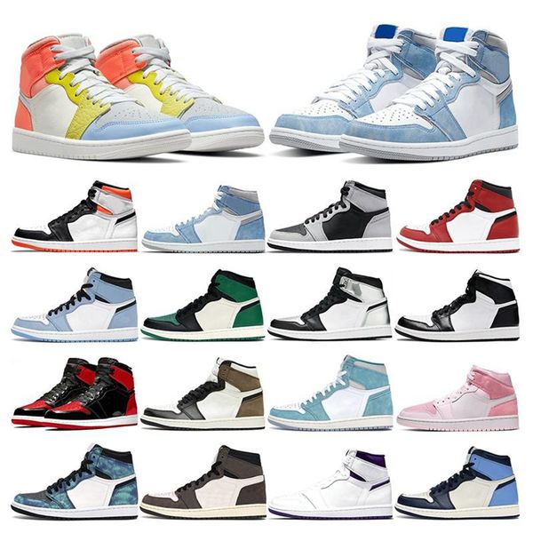 

sell original jumpman 1 basketball shoes 1s obsidian unc fearless flight university blue red backboard sport sneaker trainer men women eur s, Black