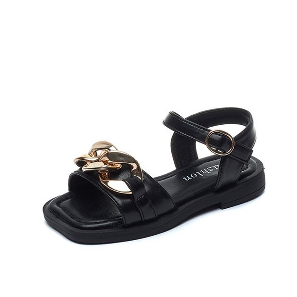 

girls sandals summer fashion girls princess shoes children beach scandals button type flats in girls for party chic 220409, Black;red