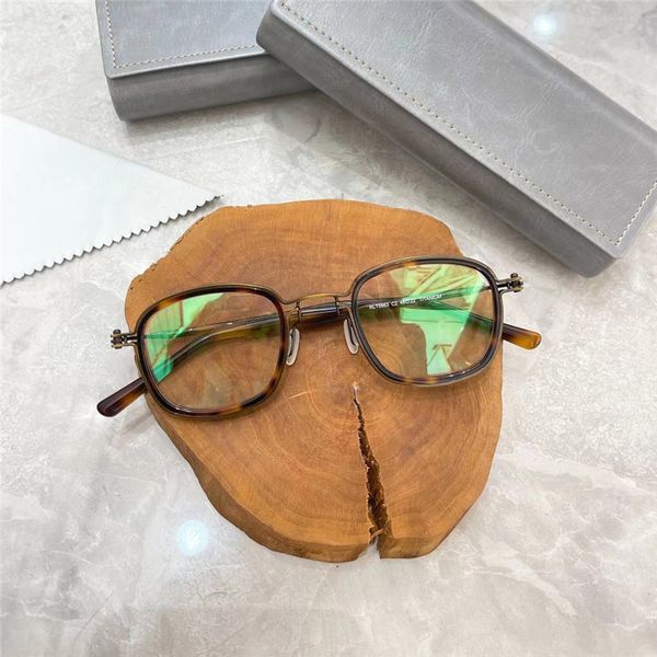 

rlt5863 optical eyeglasses for men women retro style anti-blue light lens plate plank titanium frame glasses with box, White;black