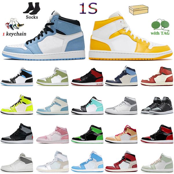 

designer mens trainers jumpman 1 basketball shoes 1s university blue gold green python carbon fiber triple black white chicago bred text off